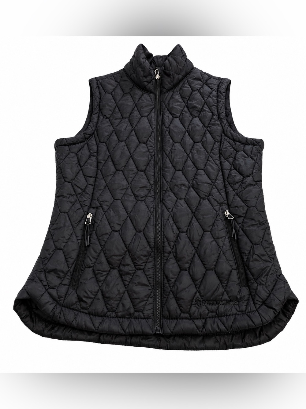 Free Country Black Quilted Puffer Vest with Zip Pockets - Size Small